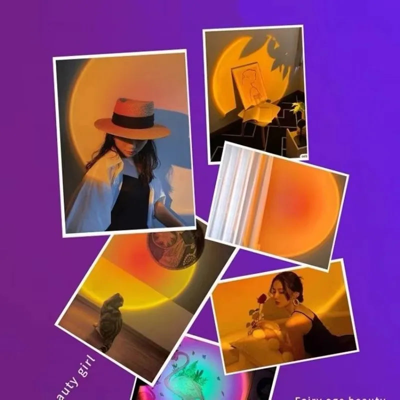 USB Sunset Sunset Ambiance Light Self Photography Light LED Rainbow Neon Night Light Projector Photography Wall Atmosphere Light