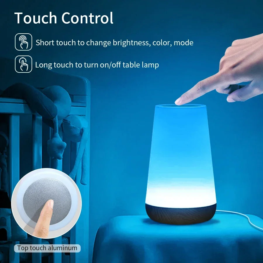 Tuya Wifi LED Smart Night Lights Dimmable Touch Table Lamp RGB Table Bedside Lamp Voice APP Control Google Home Alexa Smartlife