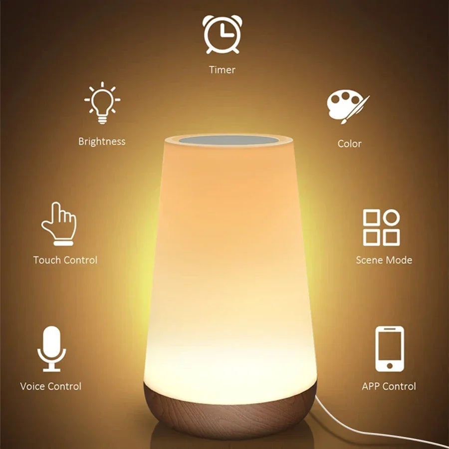 Tuya Wifi LED Smart Night Lights Dimmable Touch Table Lamp RGB Table Bedside Lamp Voice APP Control Google Home Alexa Smartlife
