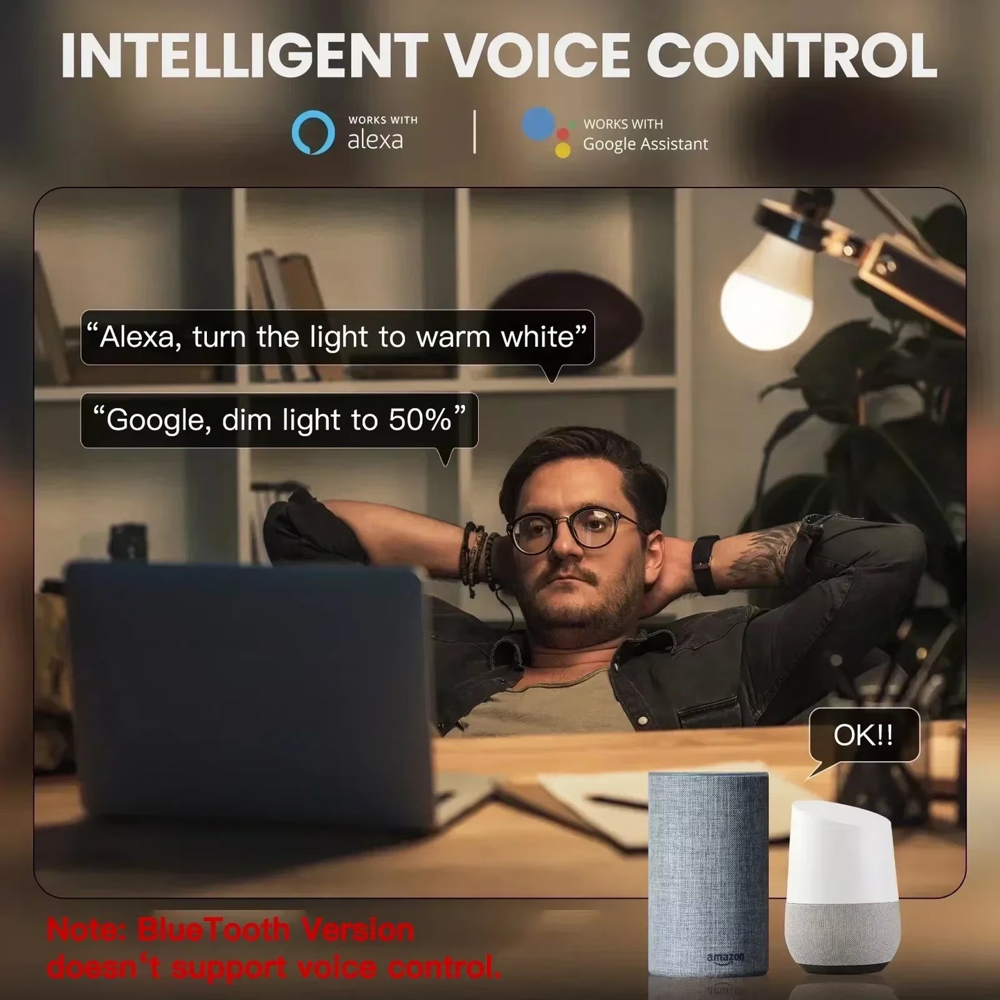 TNCE Tuya E27 Bulb Bluetooth/Wifi/Zigbee, Dimmable Light LED Lamp 2700-6500K RGB, Smart Life APP, Voice with Alexa Google Home
